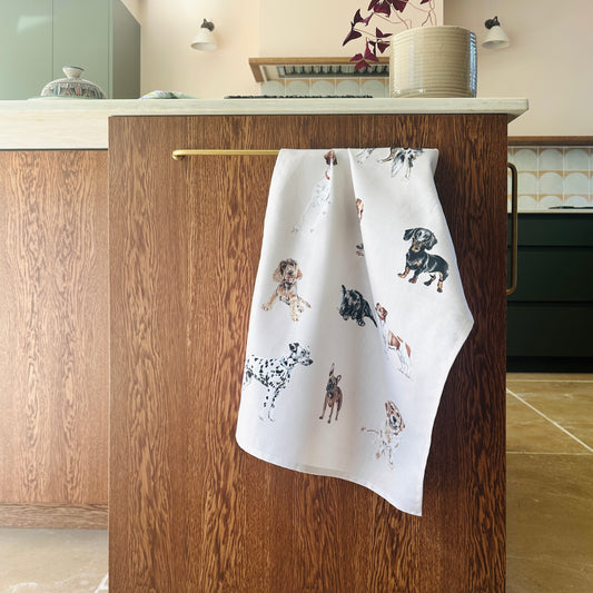 Dog Breeds Tea Towel