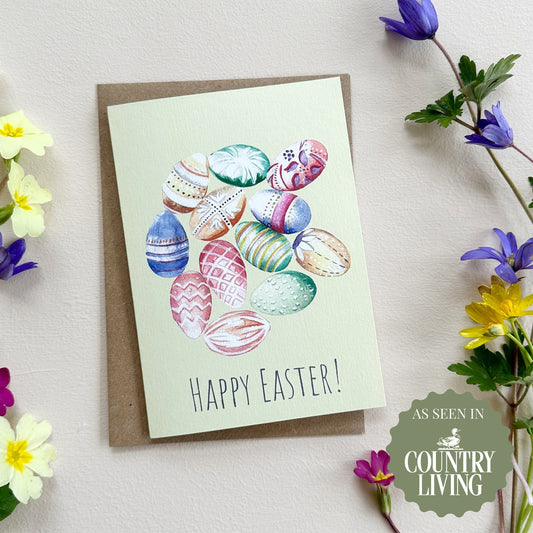 Patterned Eggs Happy Easter Card