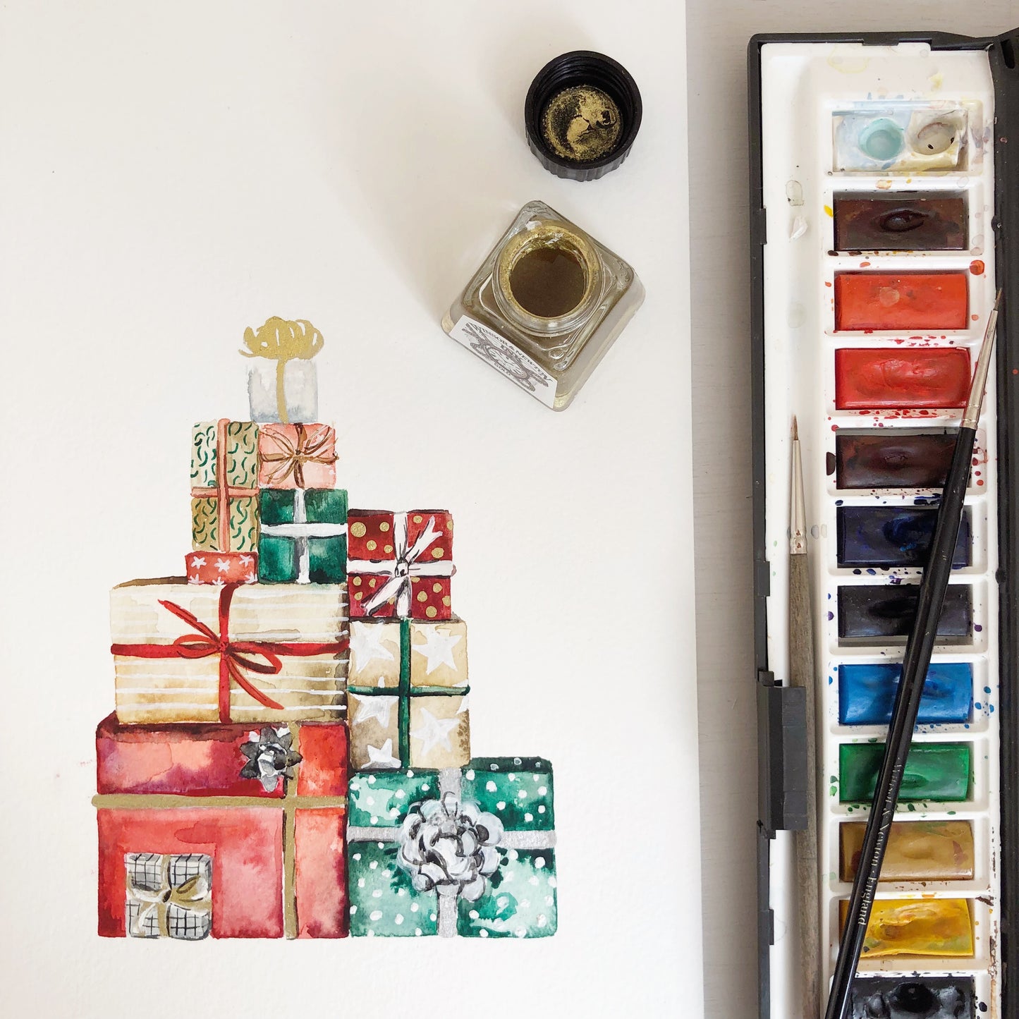Christmas Gifts Card | Wrapped Presents Stack | A6 Greeting Card