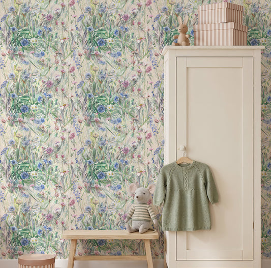 Meadow Flowers Watercolour Wallpaper