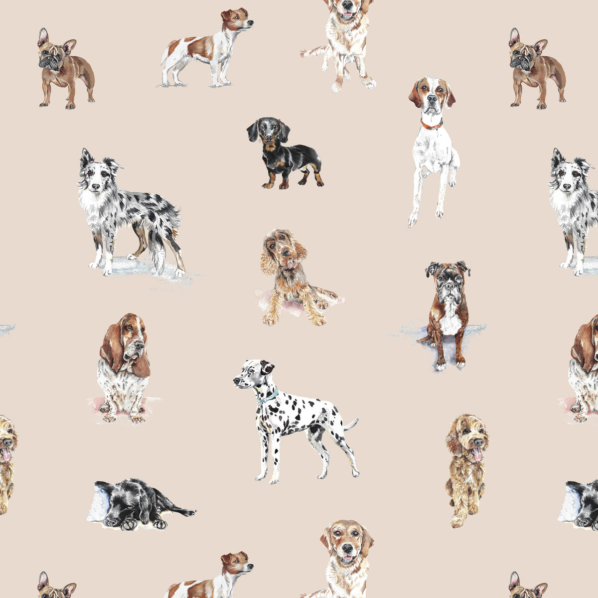 Painted Pups - Watercolour Dogs Wallpaper