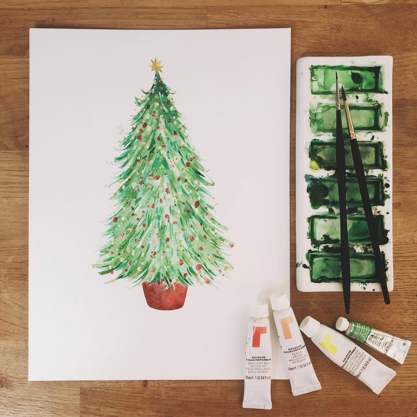 Hand-Painted Christmas Tree Card