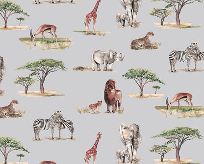 Safari Animals Watercolour Wallpaper - Children's Bedroom & Nursery