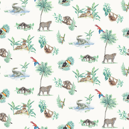 Watercolour Rainforest Wallpaper | Jungle Animals | Children's Bedroom & Nursery