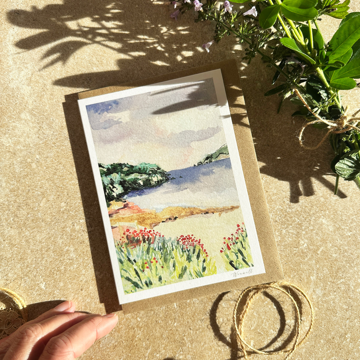 Coastal Cove, Devon Beach - Watercolour Greeting Card