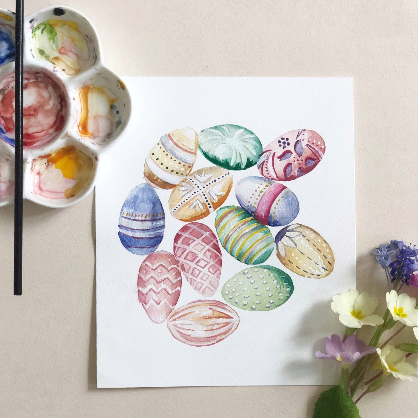 Patterned Eggs Happy Easter Card