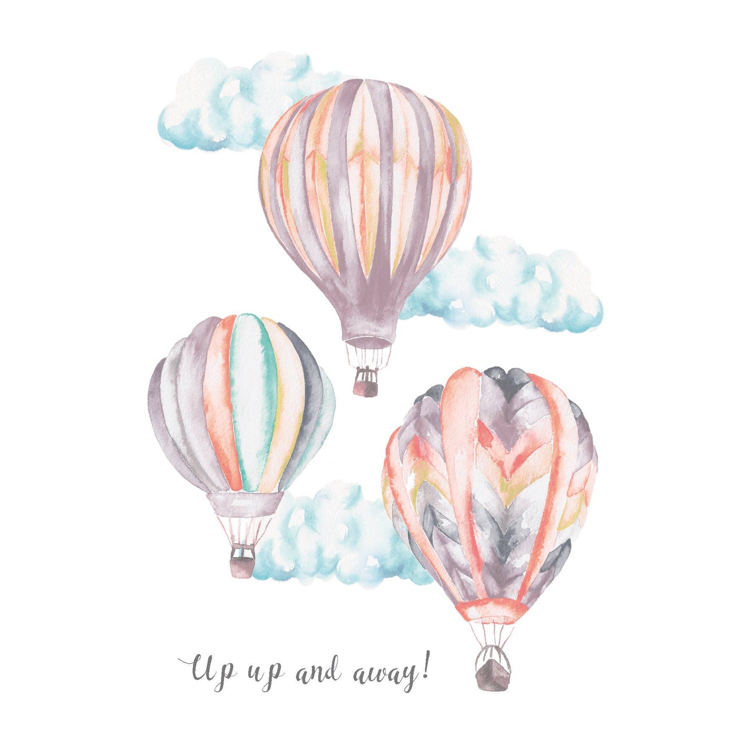 Hot Air Balloons Hand Painted Greetings Card