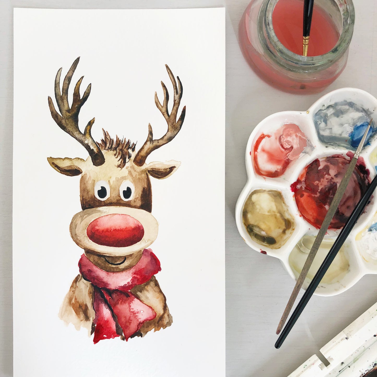 Rudolph Reindeer Christmas Card | A6 Greeting Card