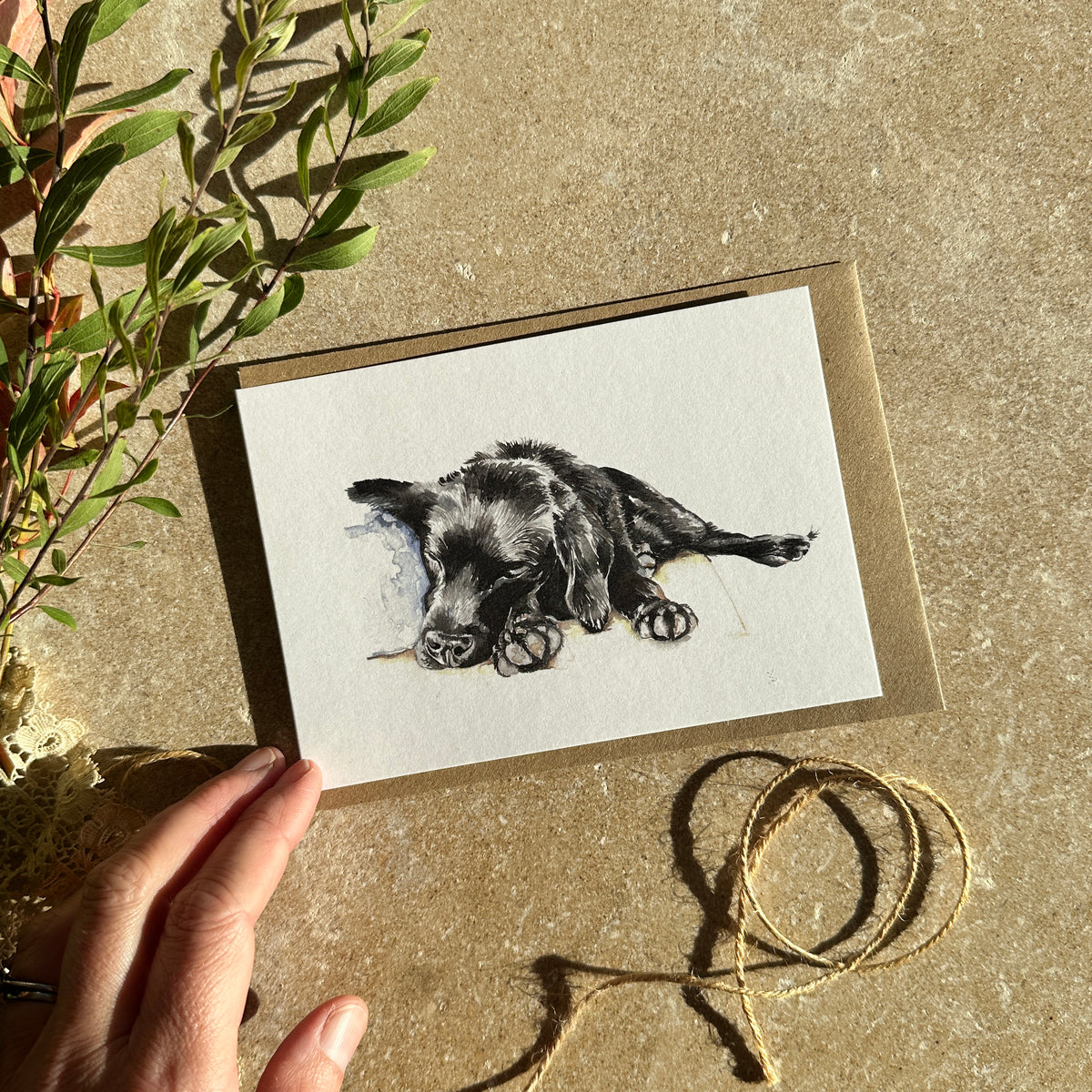 Sleeping Black Labrador Puppy - Greeting Card