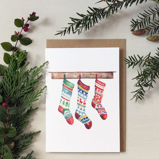 Christmas Stockings Card | A6 Greeting Card