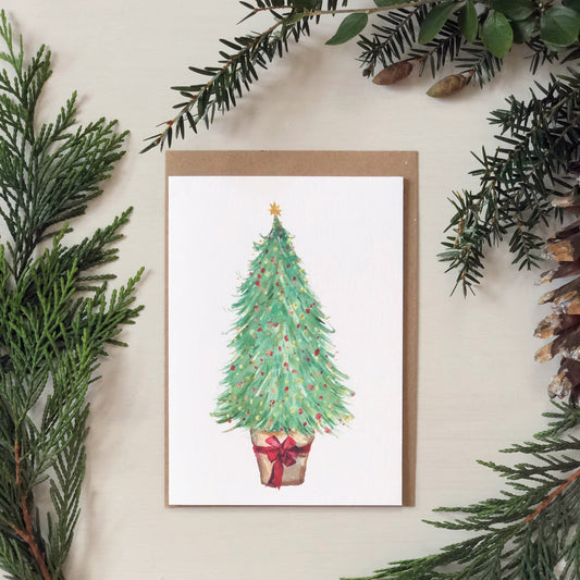 Hand-Painted Christmas Tree Card